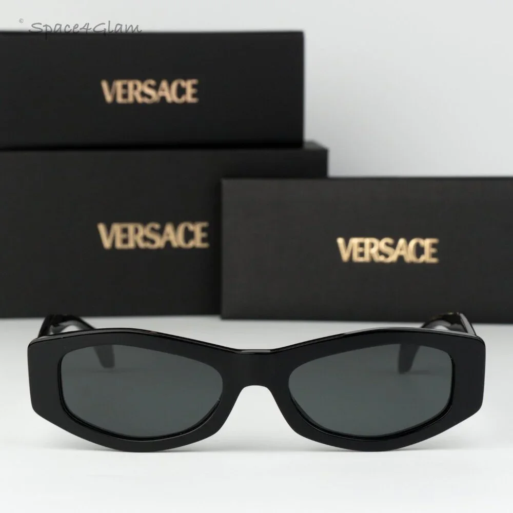 Versace Men Sunglasses Black Dark Grey Rectangle VE4487 GB1/87 NEW AUTHENTIC